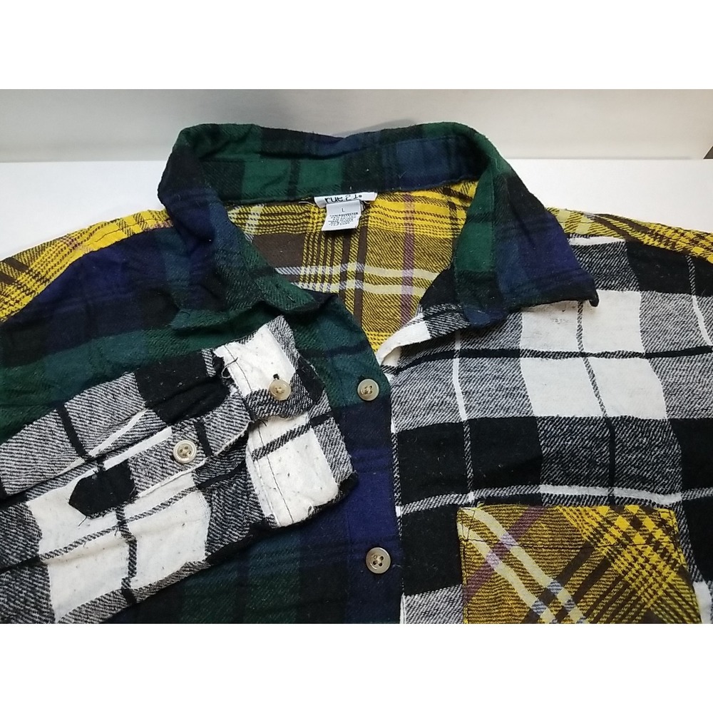 Rue21 Plaid Flannel Shirt Womens Large Button Up Long Sleeve Multicolor